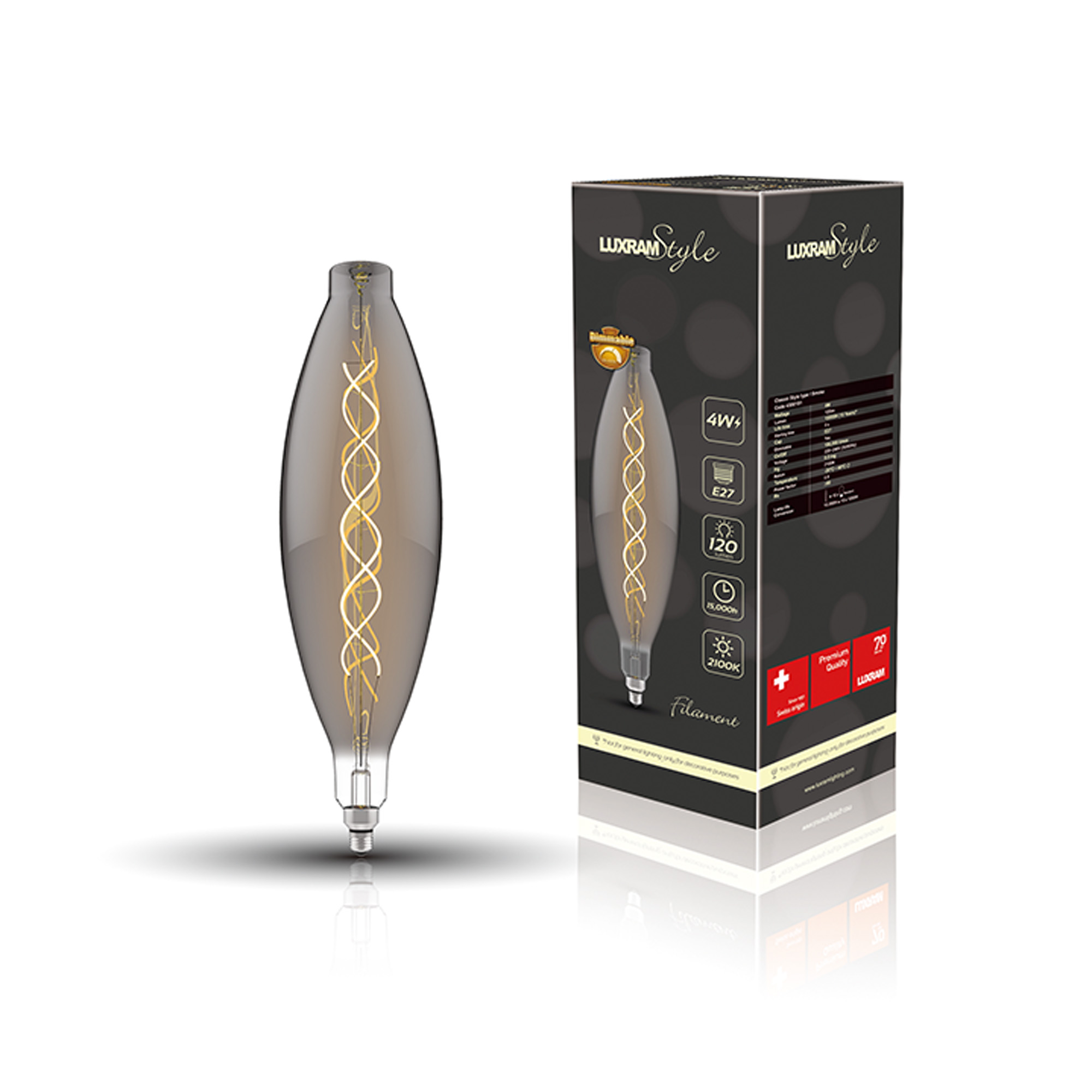 Classic Style LED Type I E27 Dimmable 4W 2100K 120lm 4300191  Luxram Classic Style